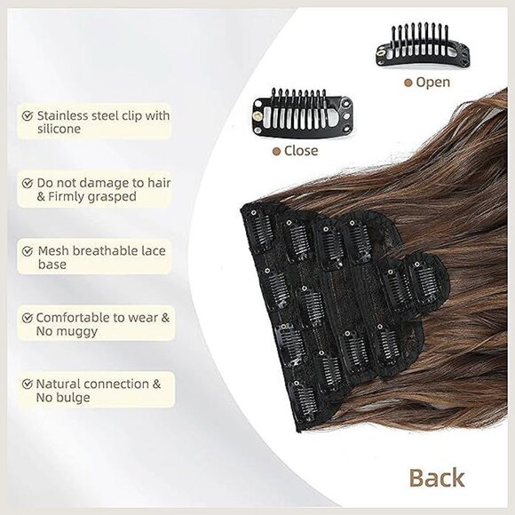 Highlight balayage dark brown Hairpieces, Light Brown&Honey Blonde - Picture 4 of 9